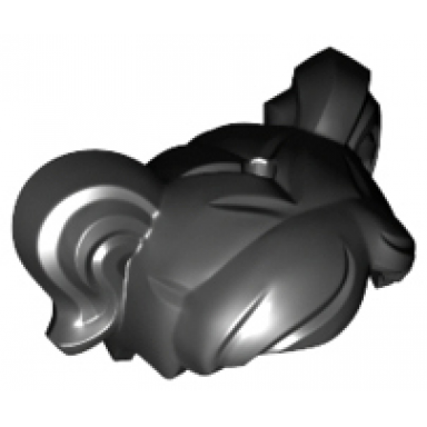 black minifigure hair short parted with two pigtails hole on top