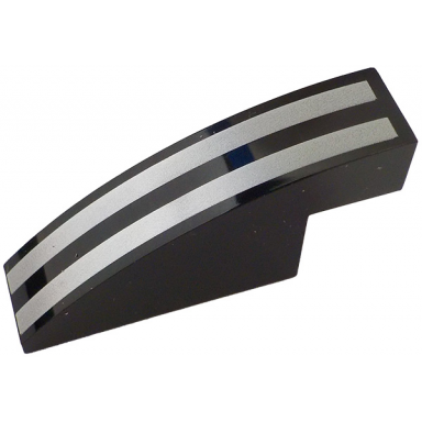 black slope curved 4 x 1 x 1 2 3 with silver stripes pattern