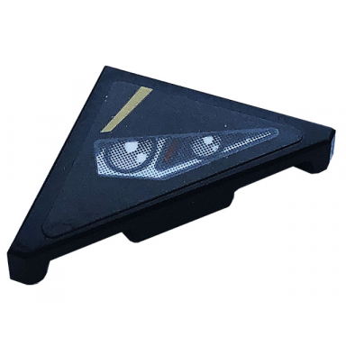 black tile modified 2 x 2 triangular with gold stripe headlight pattern model left side sticker - set 76899