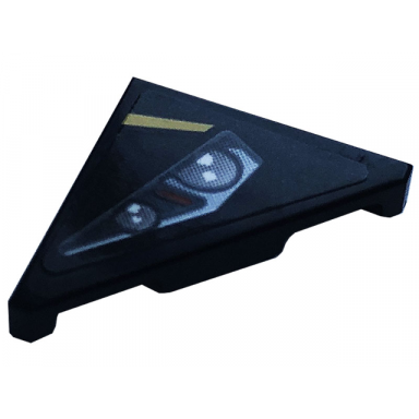 black tile modified 2 x 2 triangular with gold stripe headlight pattern model right side sticker - set 76899