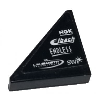black tile modified 2 x 2 triangular with white ngk elbach endless l.m granetti and swp pattern model left side sticker - set 75885