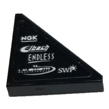 black tile modified 2 x 2 triangular with white ngk elbach endless l.m granetti and swp pattern model right side sticker - set 75885