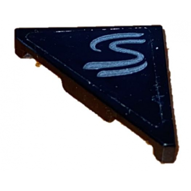 black tile modified 2 x 2 triangular with stylized letter s pattern model left side sticker - set 75892