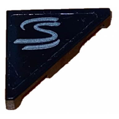 black tile modified 2 x 2 triangular with stylized letter s pattern model right side sticker - set 75892