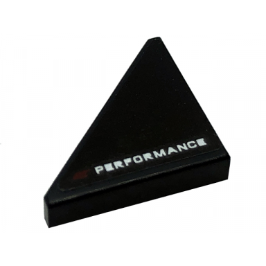 black tile modified 2 x 2 triangular with dark red capital letter e and white performance pattern model right side sticker - set 76909