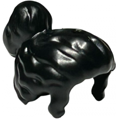black minifigure hair with top knot bun and bangs hole on top
