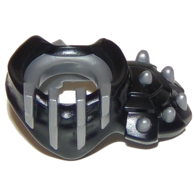 black minifigure armor breastplate with shoulder pad left spiked with molded flat silver face bars scabbard and spikes pattern