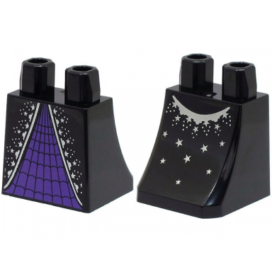lower body skirt with dark purple dress and robe with silver trim and stars pattern bam