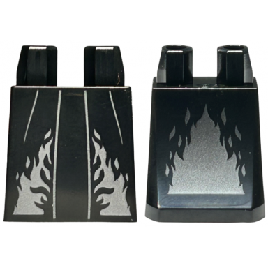 black lower body skirt with robe ends with dark silver flames pattern