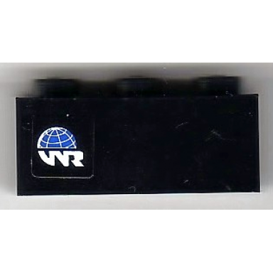 black brick 1 x 3 with globe and white wr world racers logo pattern model left side sticker - set 8899