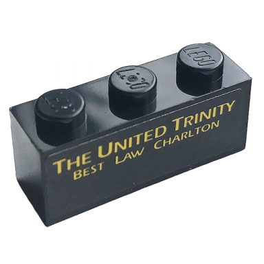black brick 1 x 3 with yellow the united trinity best law charlton pattern sticker - set 10272