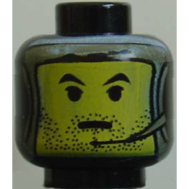black minifigure head balaclava with silver framed face and headset pattern sw jango fett