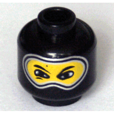 black minifigure head balaclava with silver trim nose hump eye whites pattern
