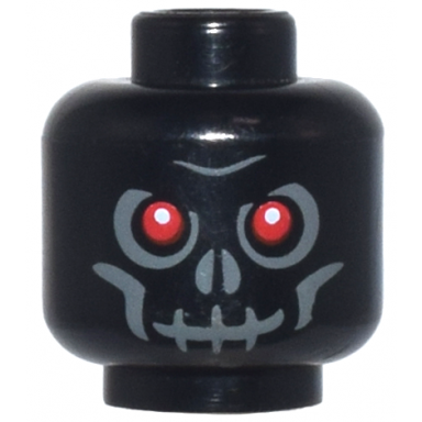 black minifigure head skull with red eyes dark bluish gray eye shadow nostrils and cheek lines furrowed brow evil grin pattern