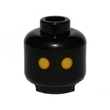 black minifigure head alien with sw jawa yellow eyes with orange rim pattern