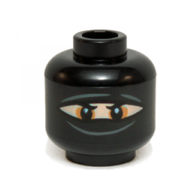 black minifigure head balaclava with eye hole narrow black eyes and eyebrows pattern