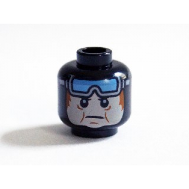 black minifigure head balaclava light bluish gray face with puffy cheeks and blue goggles pattern