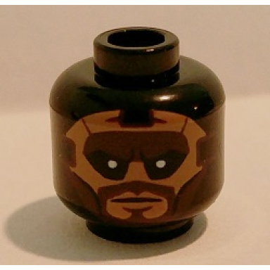black minifigure head balaclava with face hole nougat face with brown beard black eyes with pupils pattern foot soldier