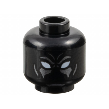 black minifigure head mask with dark silver eyebrows and cheek lines white eyes furrowed brow pattern