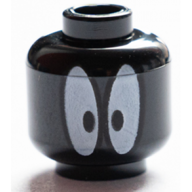 black minifigure head alien with white oval eyes pattern
