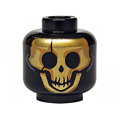 black minifigure head alien gold skull with medium nougat highlights pattern