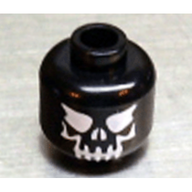 black minifigure head skull evil with eyebrows white print pattern