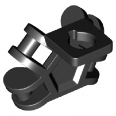 black minifigure neck bracket with 4 angled bar handles