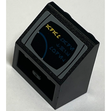 black slope inverted 45 2 x 2 with flat bottom pin with aurebesh characters adam pattern sticker - set 10212