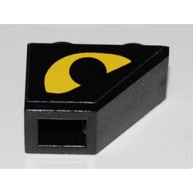 black slope inverted 45 2 x 1 with yellow eye pattern model left side sticker - set 8485