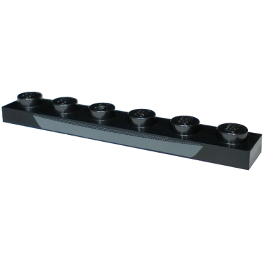 black plate 1 x 6 with dark bluish gray curved shape and dotted lines pattern