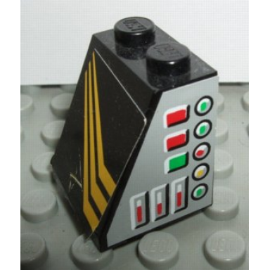 black slope 65 2 x 2 x 2 without bottom tube with gauges and diagonal yellow stripes pattern model right side stickers - set 8425