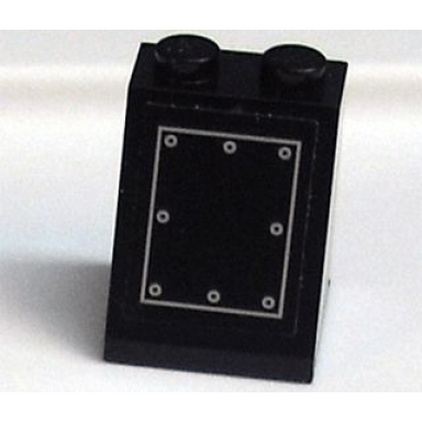 black slope 65 2 x 2 x 2 without bottom tube with silver rectangle and 8 circles pattern sticker - sets 3740 3741 10205 4186868