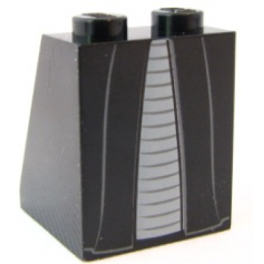 black slope 65 2 x 2 x 2 with bottom tube with minifigure dress skirt robe light bluish gray panel pattern