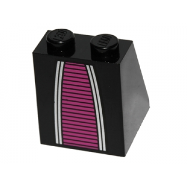 black slope 65 2 x 2 x 2 with bottom tube with minifigure dress skirt robe alien with magenta pattern