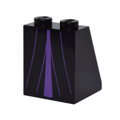black slope 65 2 x 2 x 2 with bottom tube with minifigure dress skirt robe dark purple panel and folds pattern