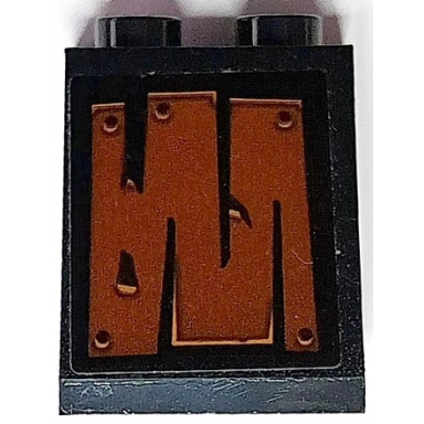 black slope 65 2 x 2 x 2 with bottom tube with reddish brown wooden boards pattern 1 sticker - set 70425