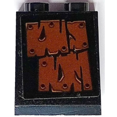black slope 65 2 x 2 x 2 with bottom tube with reddish brown wooden boards pattern 2 sticker - set 70425