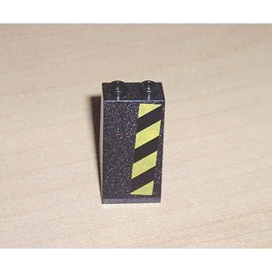 black slope 75 2 x 2 x 3 - hollow studs with black and yellow danger stripes pattern model right side sticker - set 7702
