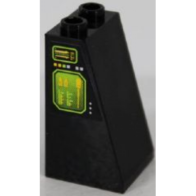 black slope 75 2 x 2 x 3 - hollow studs with lime and yellow screens and light bluish gray and yellow buttons pattern model right side sticker - set 8105