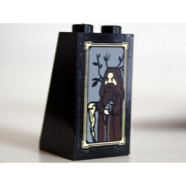 black slope 75 2 x 2 x 3 - solid studs with portrait of romestamo the blue pattern sticker - set 10237