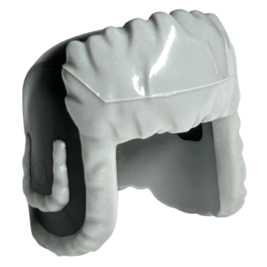 black minifigure headgear ushanka hat with molded light bluish gray fur lining pattern