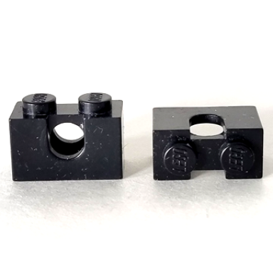 black technic brick 1 x 2 with hole type ii