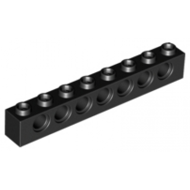 black technic brick 1 x 8 with holes