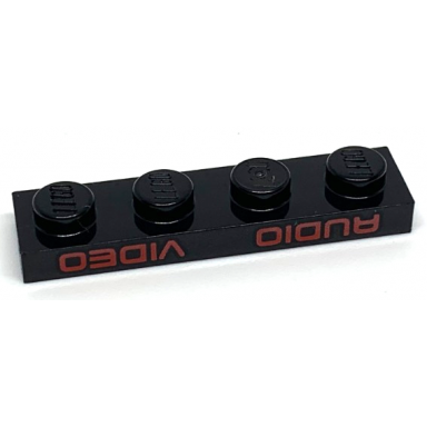 black plate 1 x 4 with red audio and video pattern