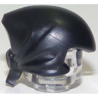 black minifigure headgear hood open front tied in back