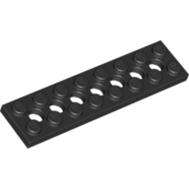 black technic plate 2 x 8 with 7 holes