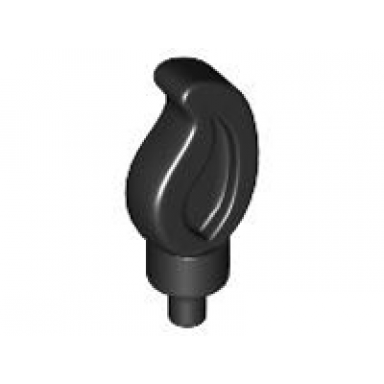 black wave rounded straight single with small pin end candle flame