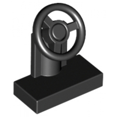 black vehicle steering stand 1 x 2 with black steering wheel