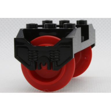 black train wheel rc holder with pin slots with 2 red train wheel rc train with pins 38339 38340