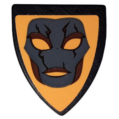 black minifigure shield triangular with mask on orange background pattern sticker - set 41150